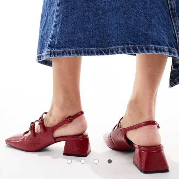 Stradivarius Cherry Red Patent Leather Heeled Mary Jane - Picture 5 of 10